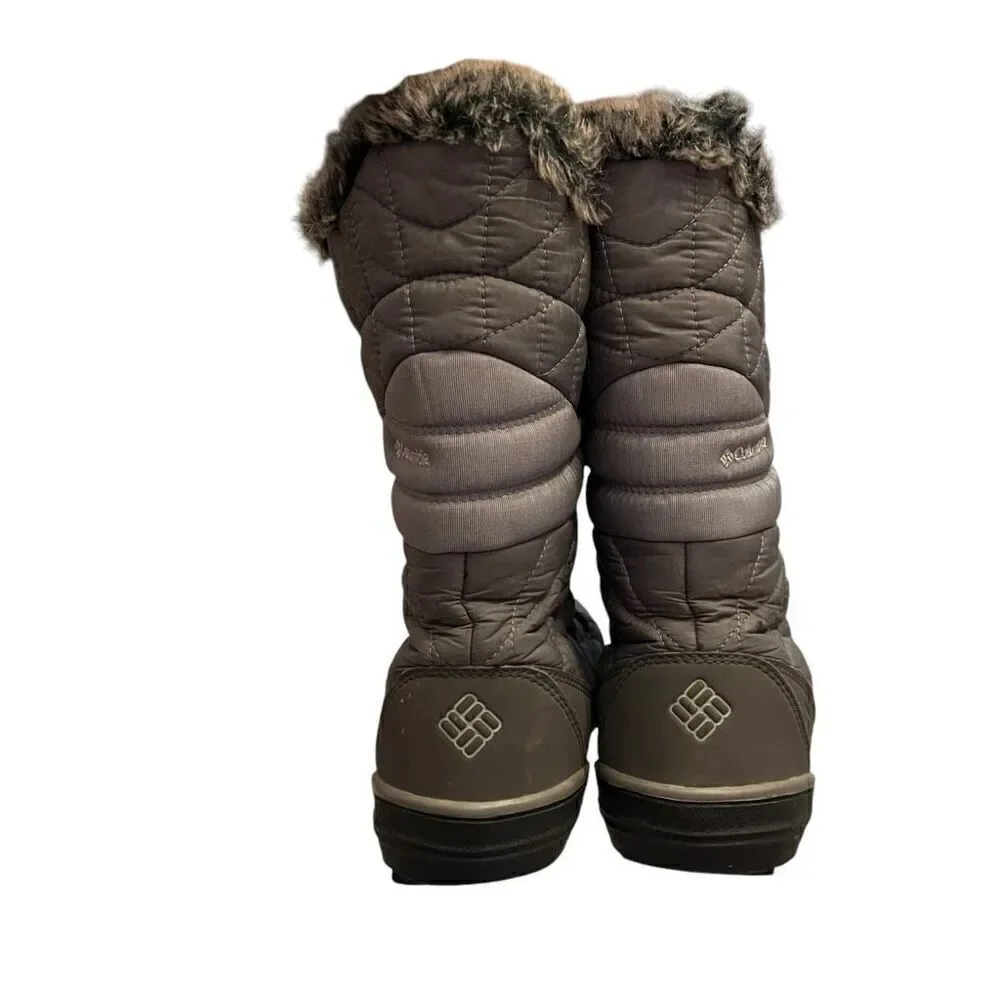 COLUMBIA Women’s Omni Grip Grey Waterproof Fur Lined Tie Up Snow Boot Size 8